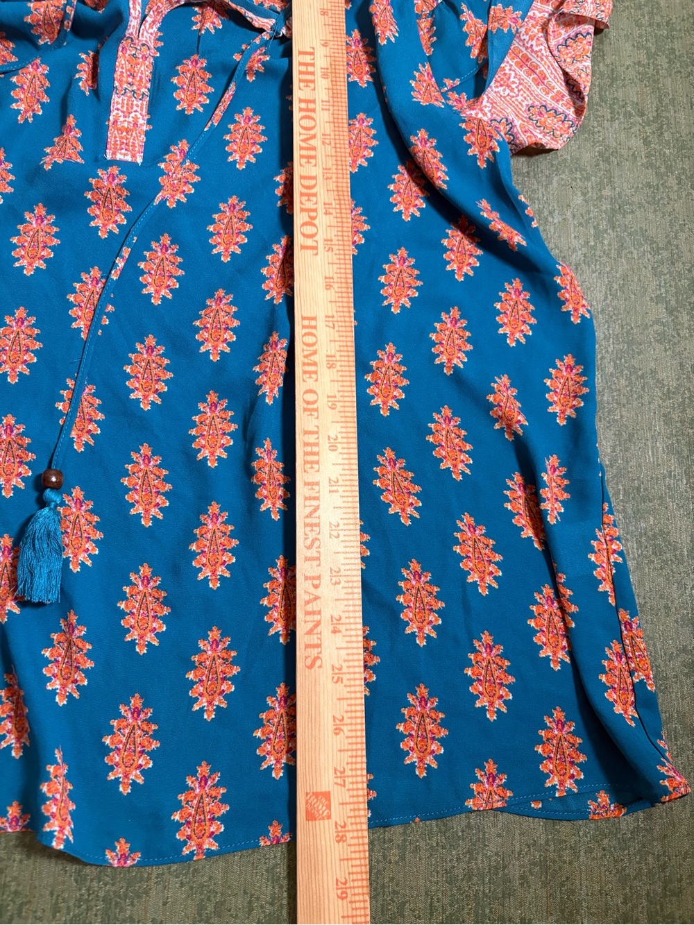 Rose & Olive Teal and Light Blue Boho Tie-Front Women’s Tops - Picture 8 of 11